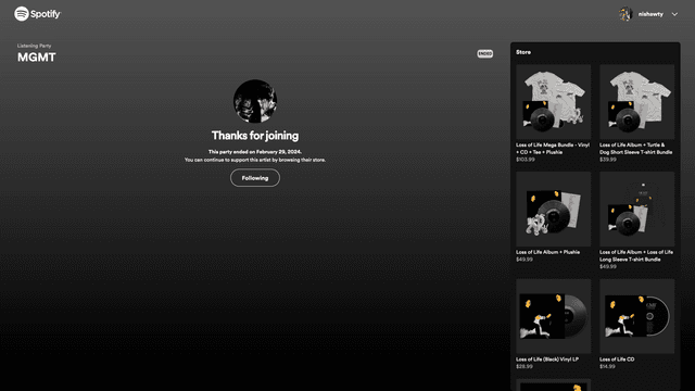 Desktop layout of LP event